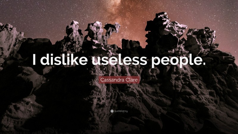 Cassandra Clare Quote: “I dislike useless people.”