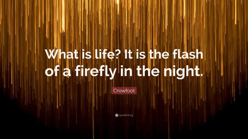 Crowfoot Quote: “What is life? It is the flash of a firefly in the night.”