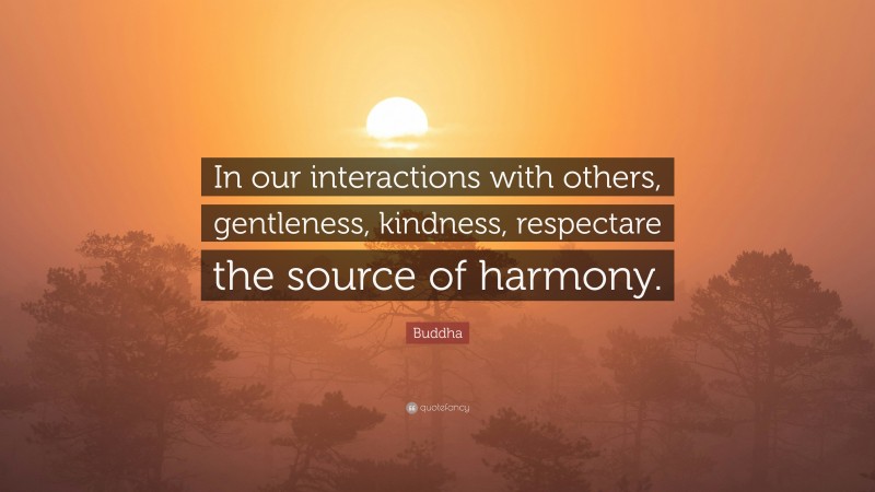 Buddha Quote: “In our interactions with others, gentleness, kindness, respectare the source of harmony.”