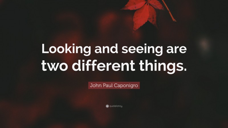 John Paul Caponigro Quote: “Looking and seeing are two different things.”
