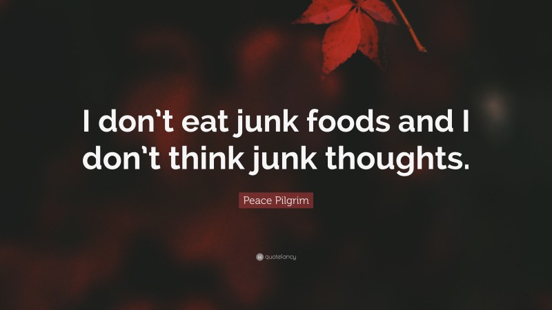 Peace Pilgrim Quote: “I don’t eat junk foods and I don’t think junk thoughts.”
