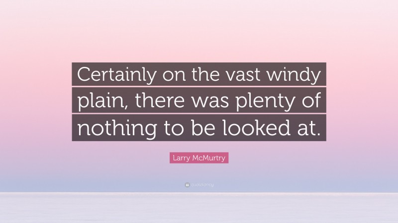 Larry McMurtry Quote: “Certainly on the vast windy plain, there was plenty of nothing to be looked at.”