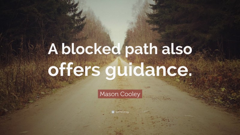Mason Cooley Quote: “A blocked path also offers guidance.”