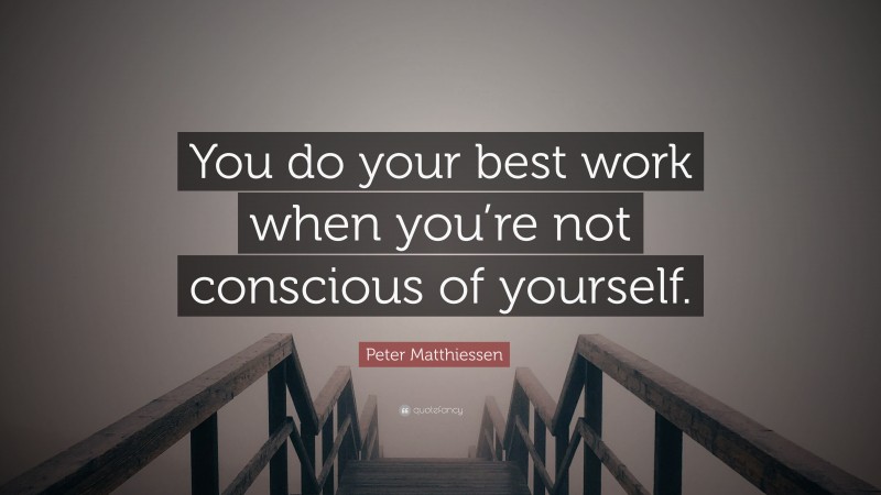 Peter Matthiessen Quote: “You do your best work when you’re not conscious of yourself.”