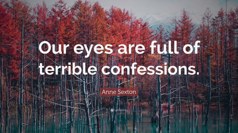 Anne Sexton Quote: “Our eyes are full of terrible confessions.”