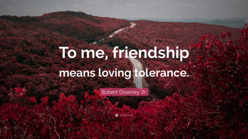 Robert Downey Jr. Quote: “To me, friendship means loving tolerance.”
