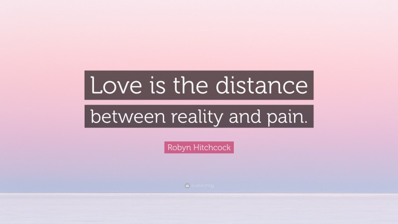 Robyn Hitchcock Quote: “Love is the distance between reality and pain.”