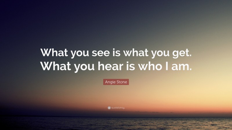 Angie Stone Quote: “What you see is what you get. What you hear is who I am.”