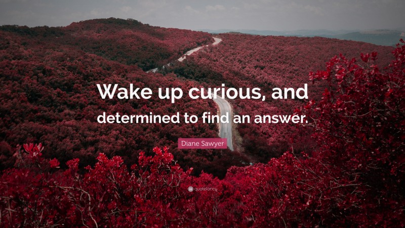 Diane Sawyer Quote: “Wake up curious, and determined to find an answer.”