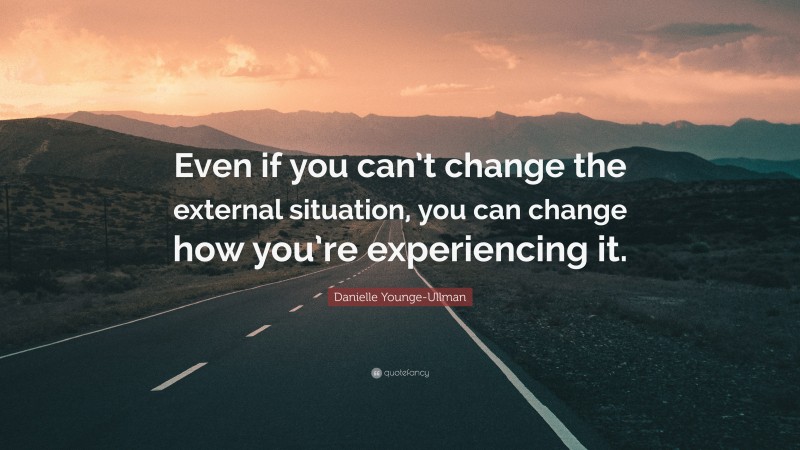 Danielle Younge-Ullman Quote: “Even if you can’t change the external situation, you can change how you’re experiencing it.”