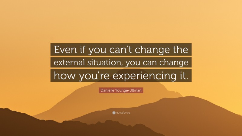 Danielle Younge-Ullman Quote: “Even if you can’t change the external situation, you can change how you’re experiencing it.”
