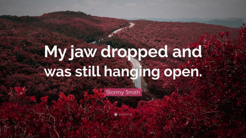 Stormy Smith Quote: “My jaw dropped and was still hanging open.”