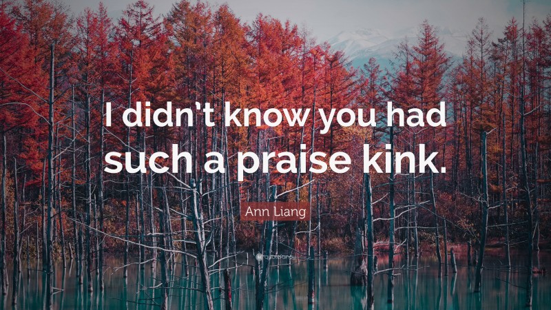 Ann Liang Quote: “I didn’t know you had such a praise kink.”
