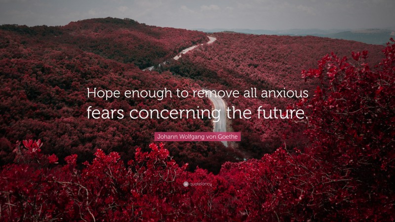 Johann Wolfgang von Goethe Quote: “Hope enough to remove all anxious fears concerning the future.”