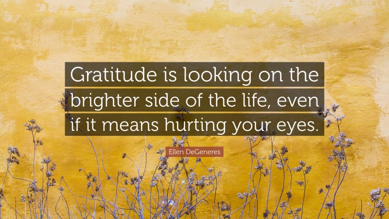 Ellen DeGeneres Quote: “Gratitude is looking on the brighter side of the life, even if it means hurting your eyes.”