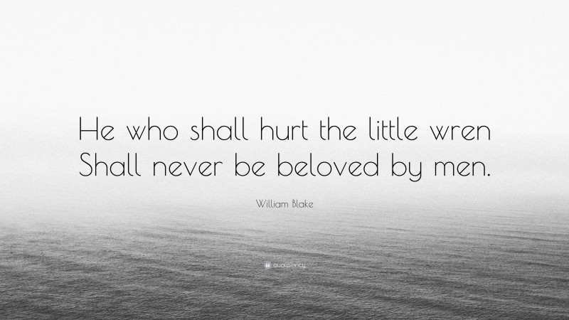 William Blake Quote: “He who shall hurt the little wren Shall never be beloved by men.”