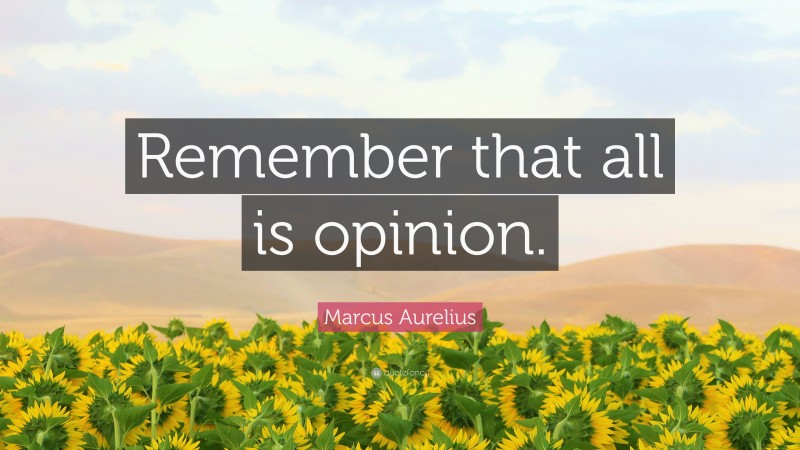 Marcus Aurelius Quote: “Remember that all is opinion.”