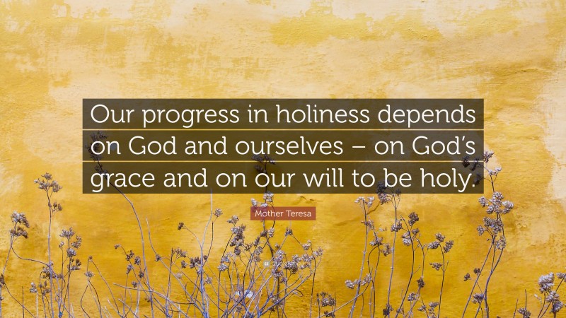Mother Teresa Quote: “Our progress in holiness depends on God and ourselves – on God’s grace and on our will to be holy.”
