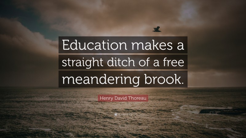 Henry David Thoreau Quote: “Education makes a straight ditch of a free meandering brook.”