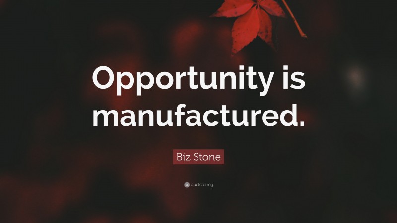 Biz Stone Quote: “Opportunity is manufactured.”