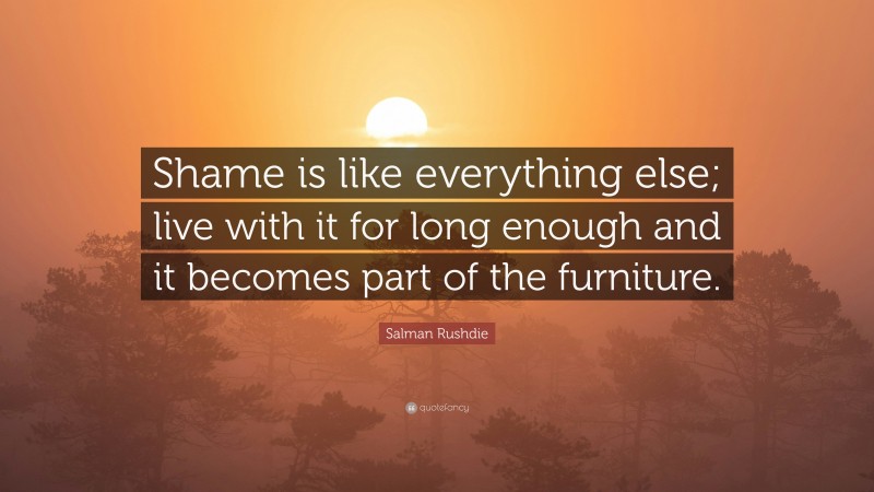 Salman Rushdie Quote: “Shame is like everything else; live with it for long enough and it becomes part of the furniture.”
