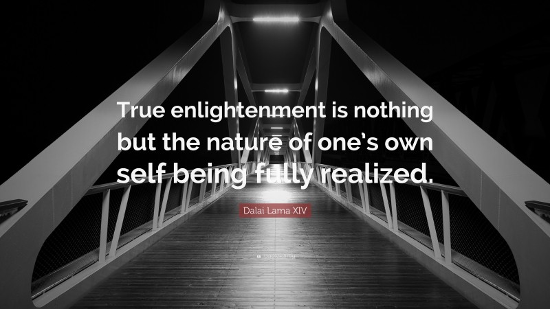 Dalai Lama XIV Quote: “True enlightenment is nothing but the nature of one’s own self being fully realized.”