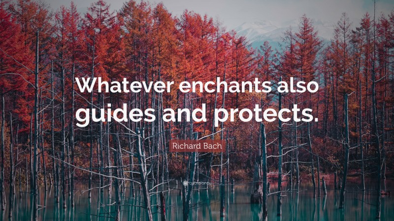 Richard Bach Quote: “Whatever enchants also guides and protects.”