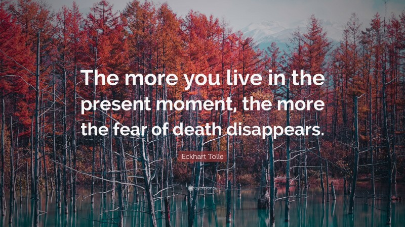 Eckhart Tolle Quote: “The more you live in the present moment, the more the fear of death disappears.”