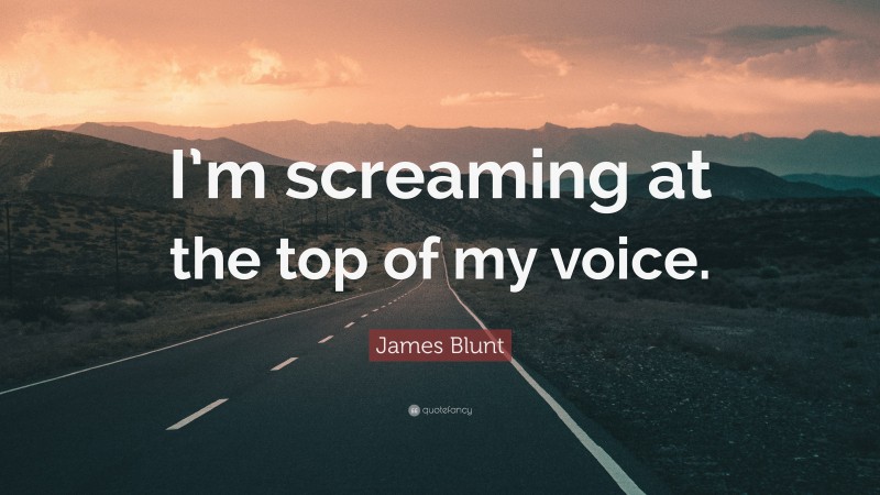 James Blunt Quote: “I’m screaming at the top of my voice.”