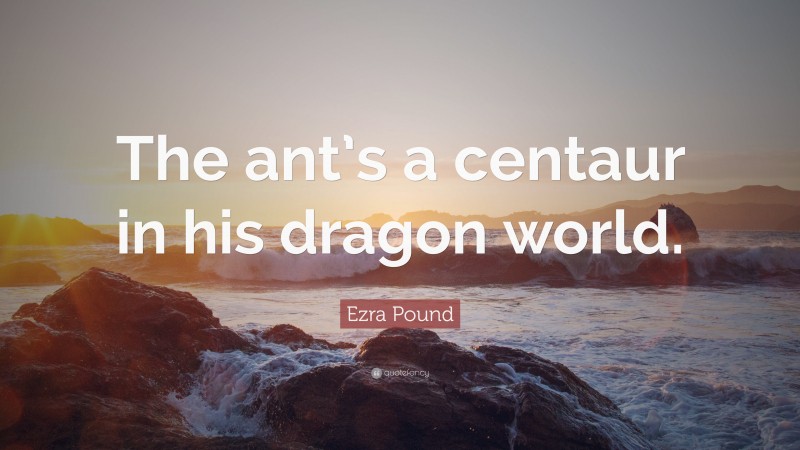 Ezra Pound Quote: “The ant’s a centaur in his dragon world.”