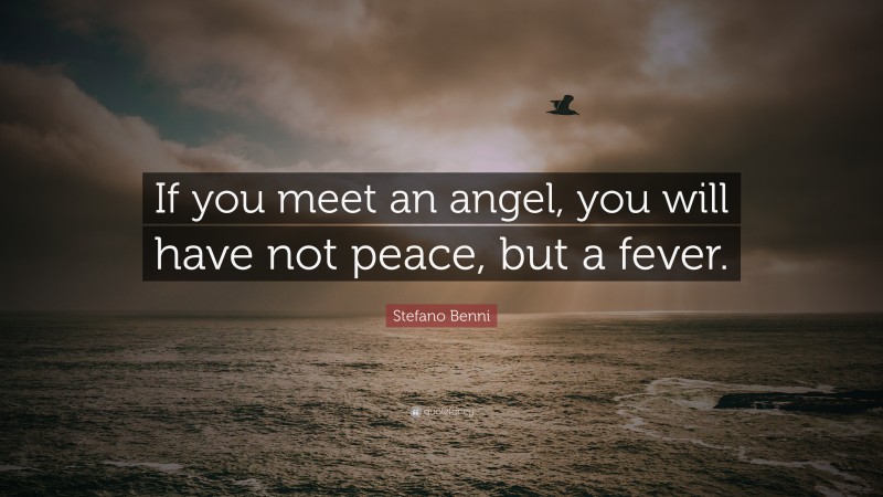 Stefano Benni Quote: “If you meet an angel, you will have not peace, but a fever.”