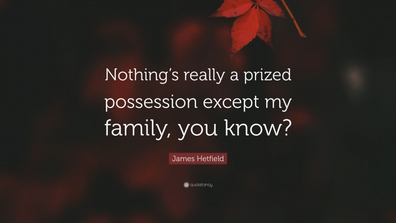 James Hetfield Quote: “Nothing’s really a prized possession except my family, you know?”