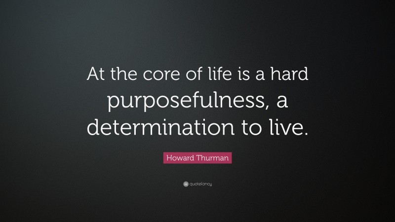 Howard Thurman Quote: “At the core of life is a hard purposefulness, a determination to live.”