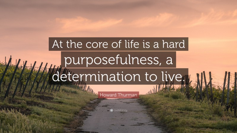 Howard Thurman Quote: “At the core of life is a hard purposefulness, a determination to live.”