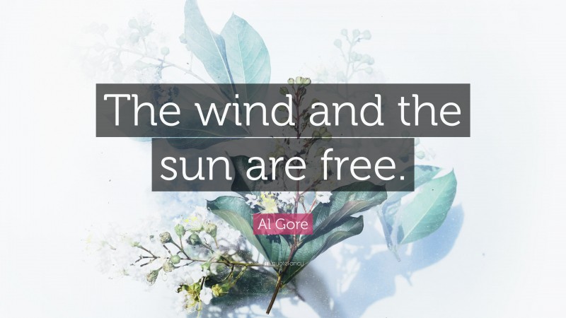 Al Gore Quote: “The wind and the sun are free.”