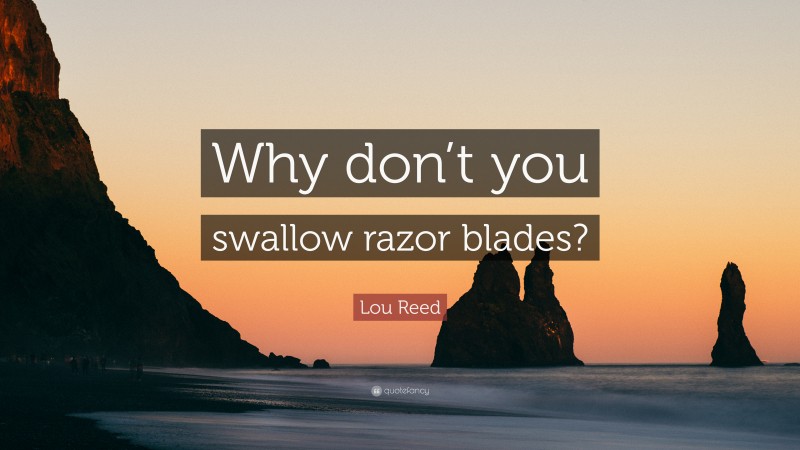Lou Reed Quote: “Why don’t you swallow razor blades?”