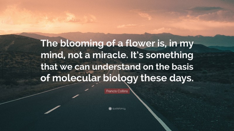 Francis Collins Quote: “The blooming of a flower is, in my mind, not a miracle. It’s something that we can understand on the basis of molecular biology these days.”