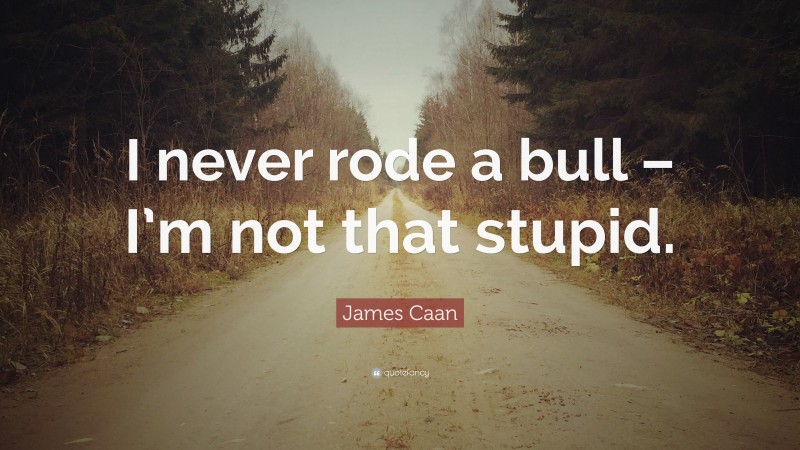 James Caan Quote: “I never rode a bull – I’m not that stupid.”