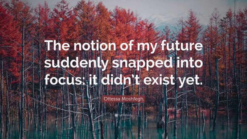 Ottessa Moshfegh Quote: “The notion of my future suddenly snapped into focus: it didn’t exist yet.”