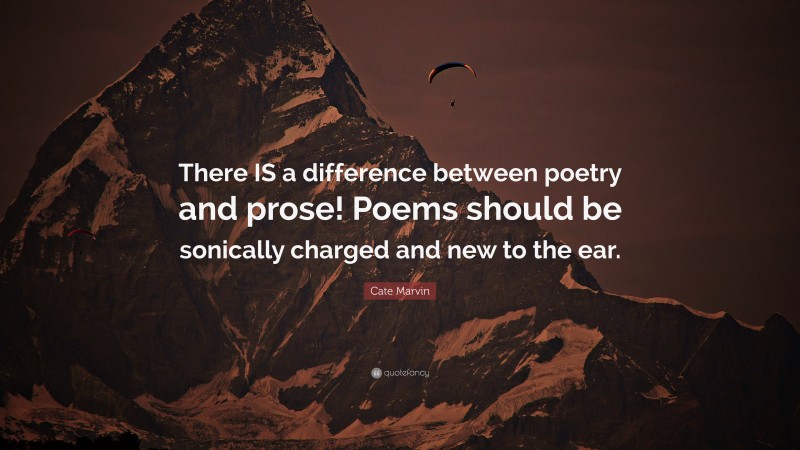 Cate Marvin Quote: “There IS a difference between poetry and prose! Poems should be sonically charged and new to the ear.”