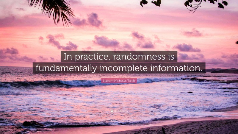 Nassim Nicholas Taleb Quote: “In practice, randomness is fundamentally incomplete information.”