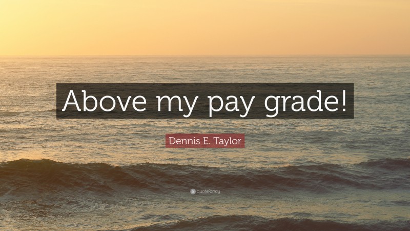 Dennis E. Taylor Quote: “Above my pay grade!”