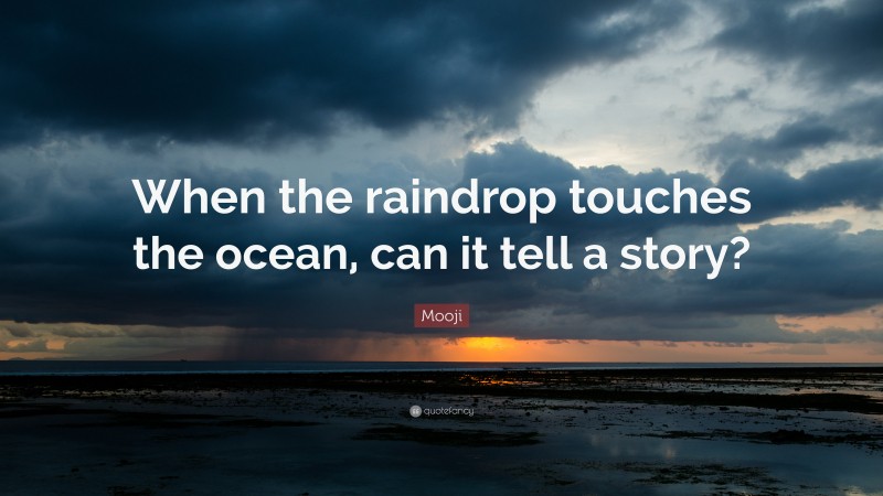 Mooji Quote: “When the raindrop touches the ocean, can it tell a story?”