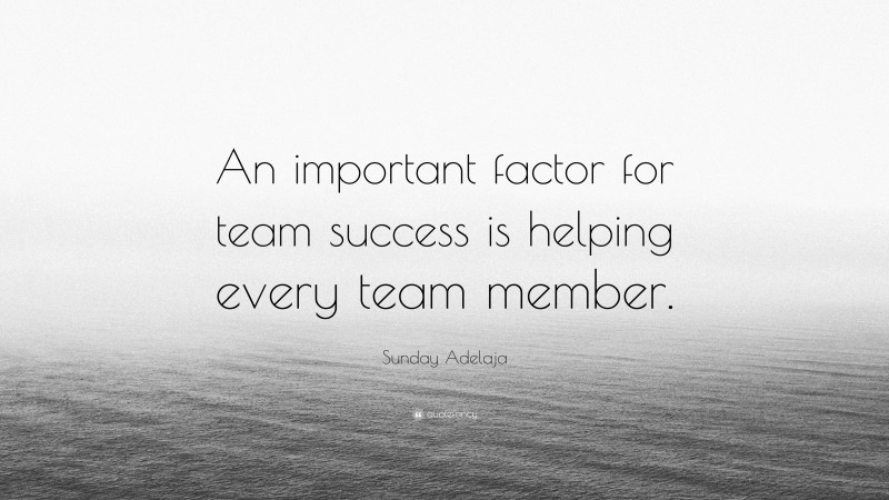 Sunday Adelaja Quote: “An important factor for team success is helping every team member.”
