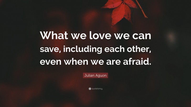 Julian Aguon Quote: “What we love we can save, including each other, even when we are afraid.”