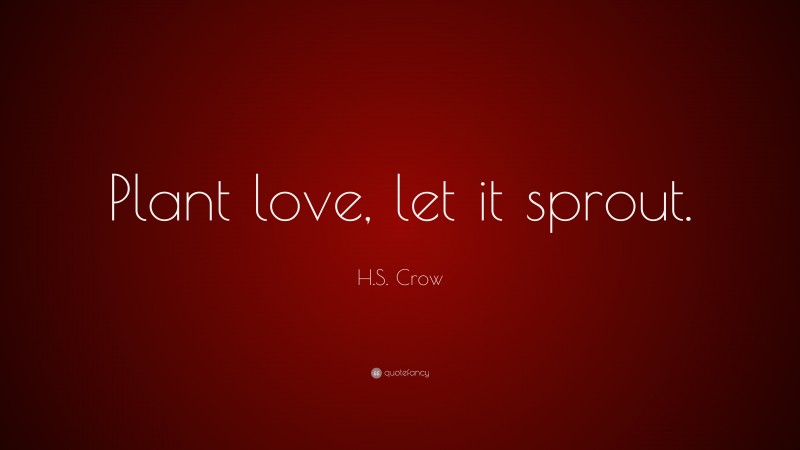H.S. Crow Quote: “Plant love, let it sprout.”