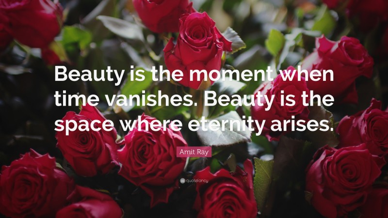 Amit Ray Quote: “Beauty is the moment when time vanishes. Beauty is the space where eternity arises.”
