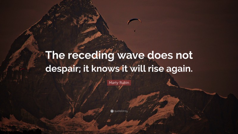 Marty Rubin Quote: “The receding wave does not despair; it knows it will rise again.”