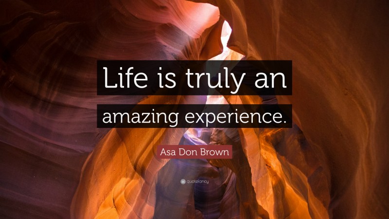 Asa Don Brown Quote: “Life is truly an amazing experience.”