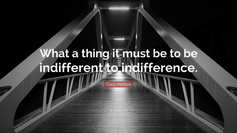 Coco Mellors Quote: “What a thing it must be to be indifferent to indifference.”